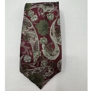 Christian Dior‎ Monsieur Red Floral Polyester Silk Blend Men's Formal Neck Tie